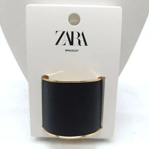 ZARA NEW WOMAN SS24 GOLDEN RIGID LEATHER CUFF BRACELET REF:4736/003